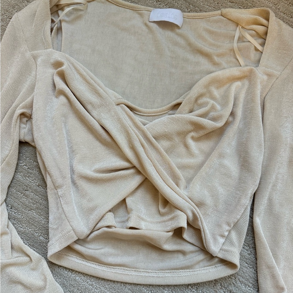 Isalis S long sleeve cream silky top